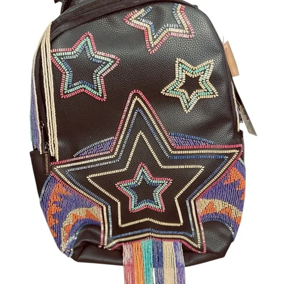 Sprayground African Intelligence AI Sandflower Backpack Stars Beads Black - Picture 9 of 11